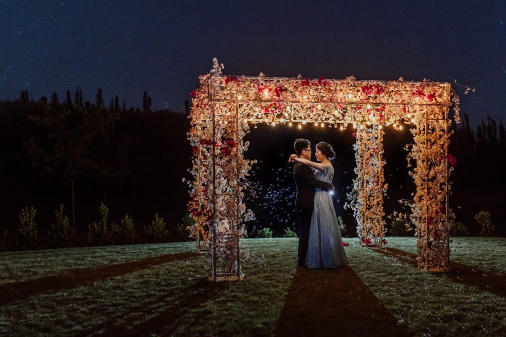 Outdoor Cherry Blossom Mandap