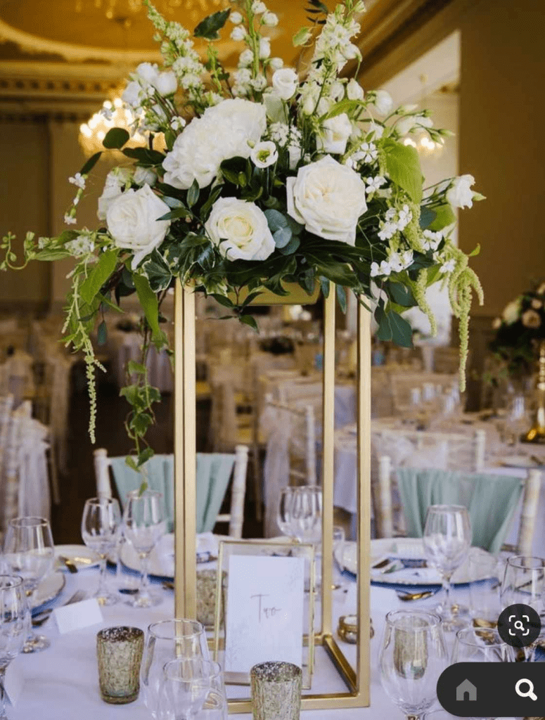 Gold stand with flowers